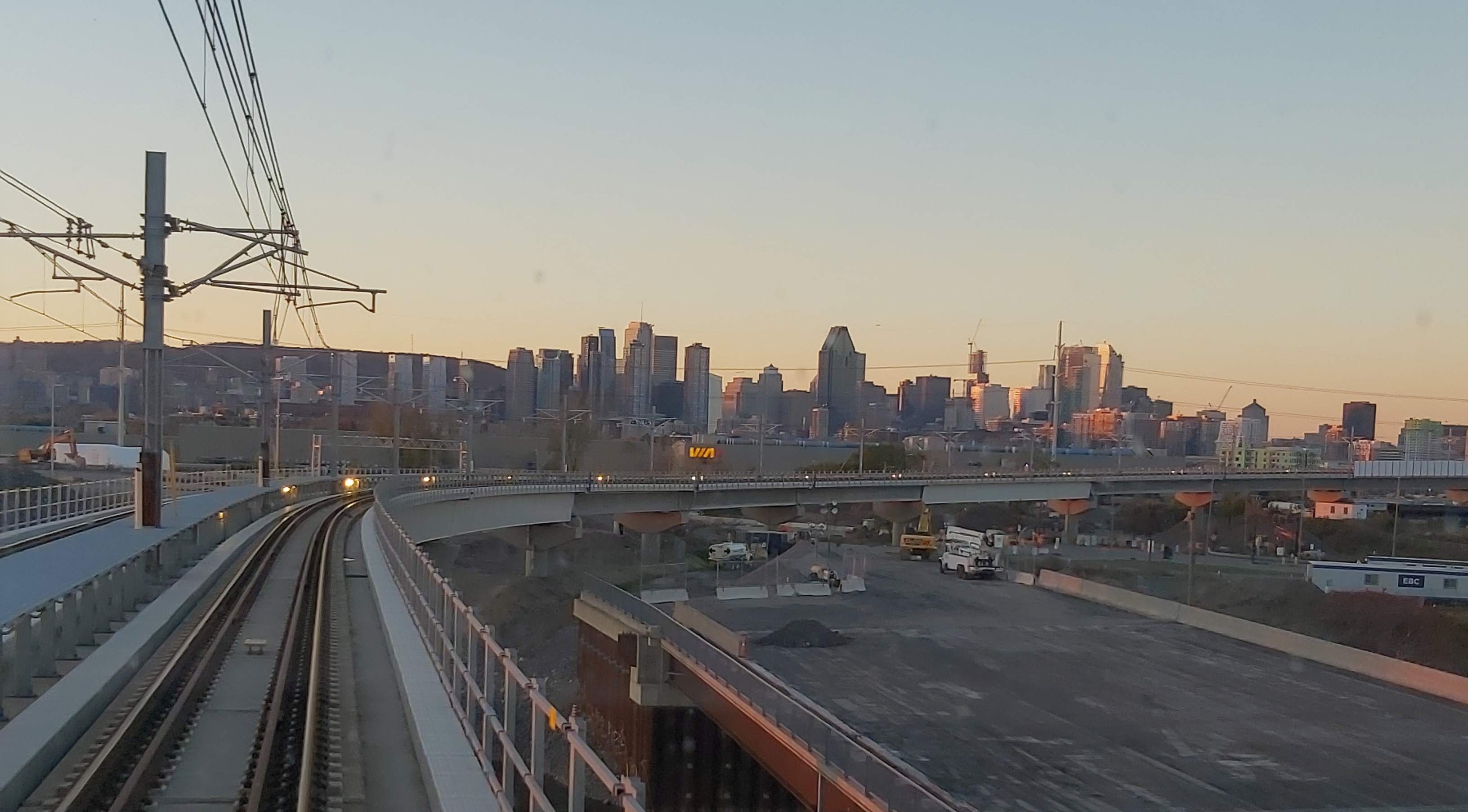 panorama sur Montréal, coucher de soleil